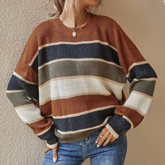 SHEIN Lune Drop Shoulder Crew Next Knit Sweater - Picture 3 of 11
